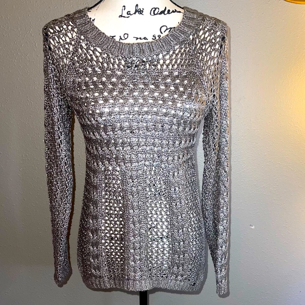 Beautiful Open Knit Sweater, long sleeves - perfect with pretty undergarments!